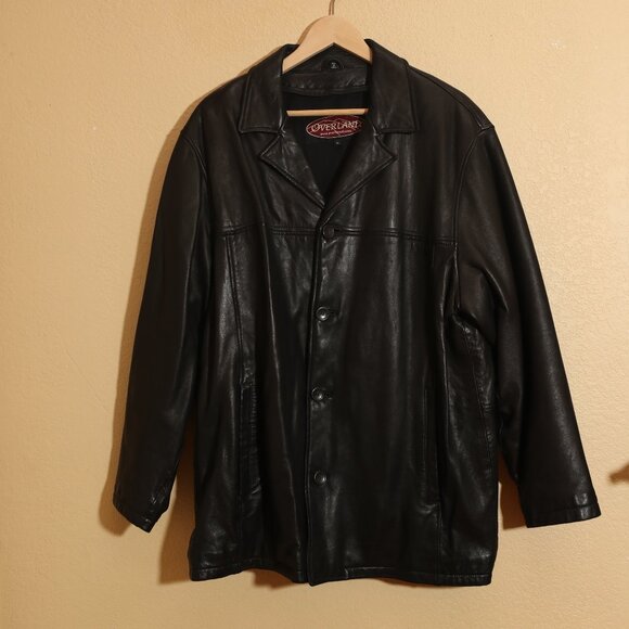 Overland Vintage Black Leather Jacket (L) - Picture 1 of 14